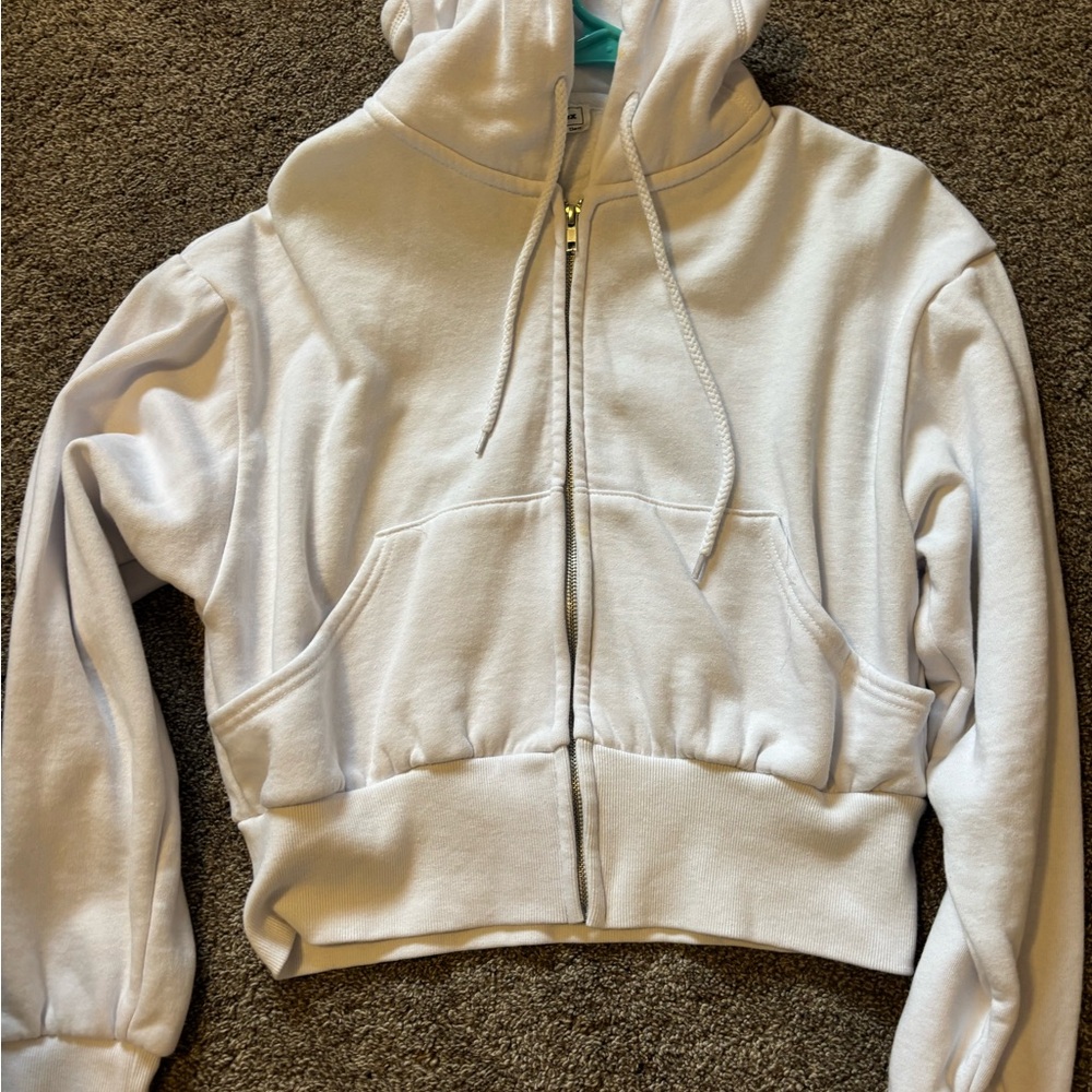 Reflex Off-White Zip Up Crop Hoodie